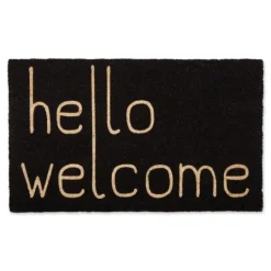 Kirkland's Home Black Hello Welcome Doormat- Doormats