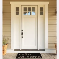 Kirkland's Home Black Hello Welcome Doormat- Doormats