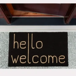Kirkland's Home Black Hello Welcome Doormat- Doormats