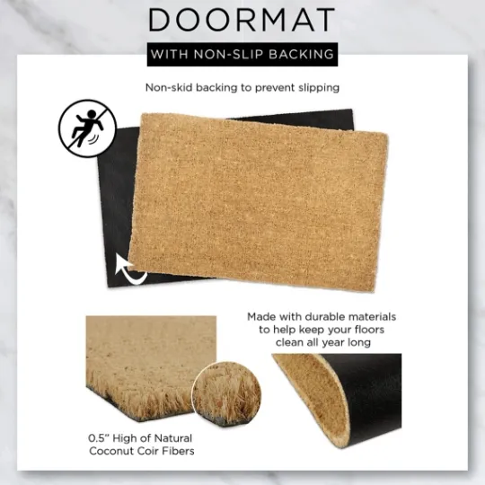 Kirkland's Home Black Hello Welcome Doormat- Doormats