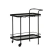 Kirkland's Home Black Iron And Glass Top Bar Cart- Kitchen Islands & Bar Carts