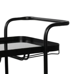 Kirkland's Home Black Iron And Glass Top Bar Cart- Kitchen Islands & Bar Carts