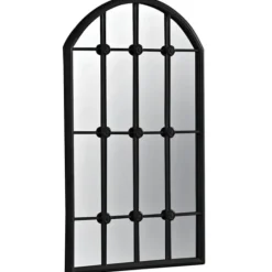 Kirkland's Home Black Iron Arched Windowpane Mirror- Decorative Mirrors