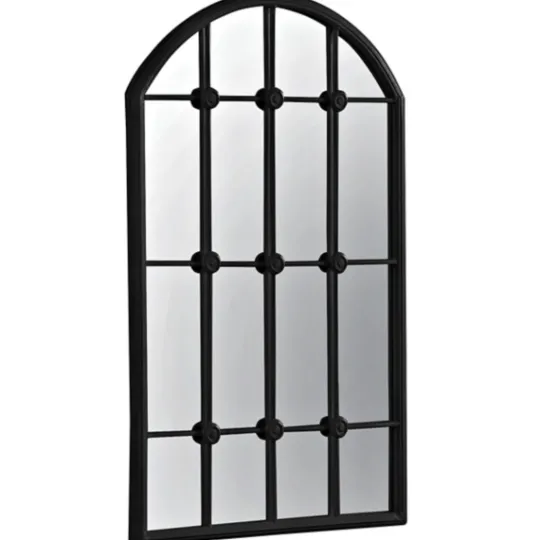 Kirkland's Home Black Iron Arched Windowpane Mirror- Decorative Mirrors