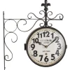 Kirkland's Home Black Iron Double Sided Scroll Wall Clock- Clocks
