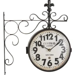 Kirkland's Home Black Iron Double Sided Scroll Wall Clock- Clocks