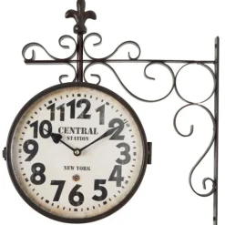 Kirkland's Home Black Iron Double Sided Scroll Wall Clock- Clocks