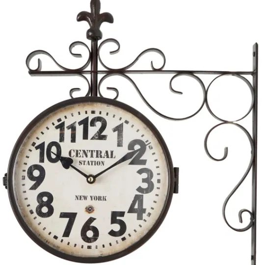 Kirkland's Home Black Iron Double Sided Scroll Wall Clock- Clocks