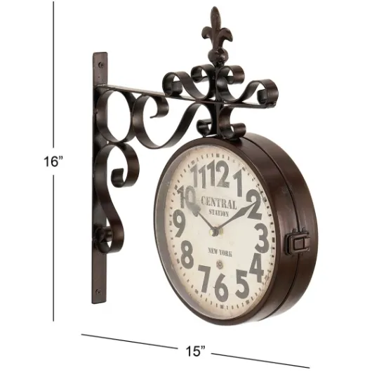 Kirkland's Home Black Iron Double Sided Scroll Wall Clock- Clocks