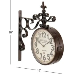 Kirkland's Home Black Iron Double Sided Scroll Wall Clock- Clocks
