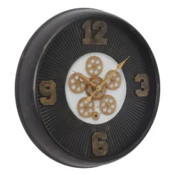 Kirkland's Home Black Iron Frame Bronze Numeral Wall Clock- Clocks