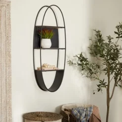 Kirkland's Home Black Iron Oval Frame Wall Shelf- Shelves