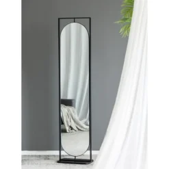 Kirkland's Home Black Iron Swivel Floor Mirror With Shelves- Full Length & Floor Mirrors