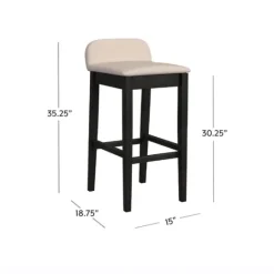 Kirkland's Home Black Lowback Padded Bar Stool- Bar Stools & Counter Height Stools