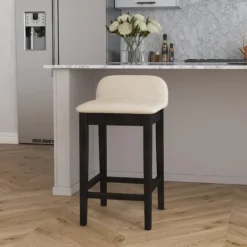 Kirkland's Home Black Lowback Padded Counter Stool- Bar Stools & Counter Height Stools