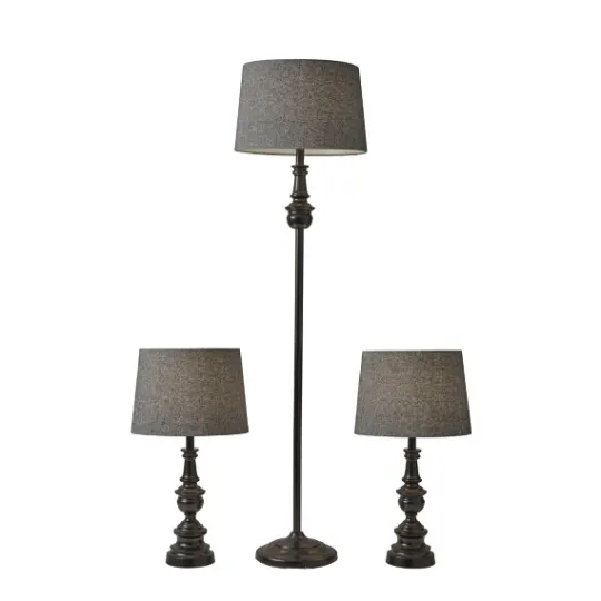 Kirkland's Home Black Lucas 3-Pc. Table And Floor Lamp Set- Table Lamps