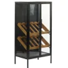 Kirkland's Home Black Metal And Brown Wood Standing Wine Rack- Kitchen Islands & Bar Carts