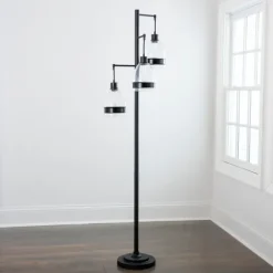 Kirkland's Home Black Metal And Glass Globe 3-Arm Floor Lamp- Floor Lamps