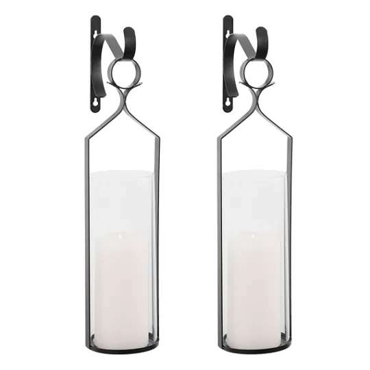 Kirkland's Home Black Metal And Glass Logan Sconces, Set Of 2- Sconces