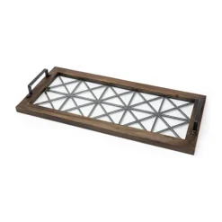 Kirkland's Home Black Metal And Glass Tray- Decorative Trays