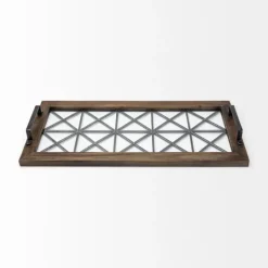 Kirkland's Home Black Metal And Glass Tray- Decorative Trays