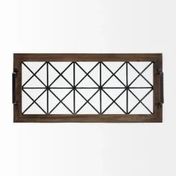 Kirkland's Home Black Metal And Glass Tray- Decorative Trays
