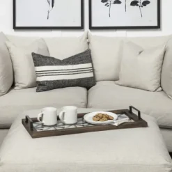Kirkland's Home Black Metal And Glass Tray- Decorative Trays