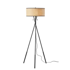 Kirkland's Home Black Metal And Rat Tripod Floor Lamp- Floor Lamps