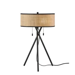 Kirkland's Home Black Metal And Rat Tripod Table Lamp- Table Lamps