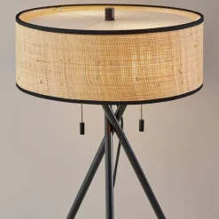 Kirkland's Home Black Metal And Rat Tripod Table Lamp- Table Lamps