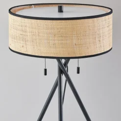 Kirkland's Home Black Metal And Rat Tripod Table Lamp- Table Lamps
