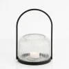 Kirkland's Home Black Metal And Rippled Glass Lantern- Lanterns