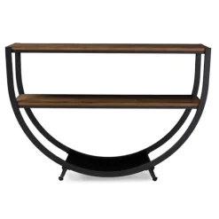 Kirkland's Home Black Metal And Rustic Wood Modern Console Table- Console Tables