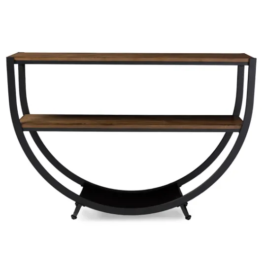 Kirkland's Home Black Metal And Rustic Wood Modern Console Table- Console Tables