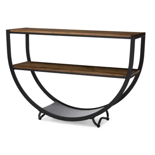 Kirkland's Home Black Metal And Rustic Wood Modern Console Table- Console Tables