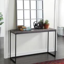 Kirkland's Home Black Metal And Wood Contemporary Console Table- Console Tables