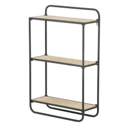 Kirkland's Home Black Metal And Wood 3-Tier Wall Shelf- Shelves