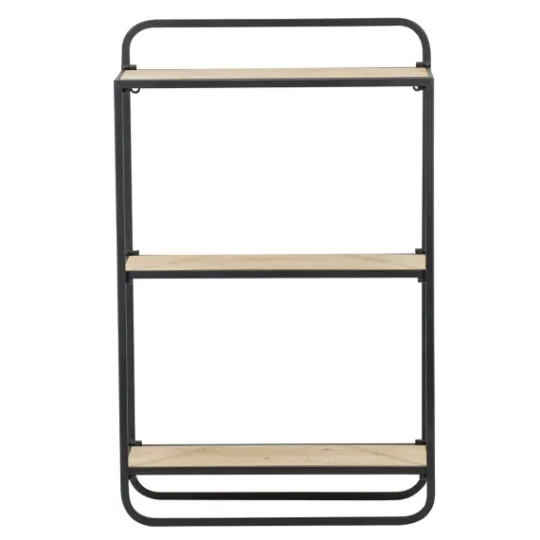Kirkland's Home Black Metal And Wood 3-Tier Wall Shelf- Shelves