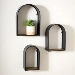 Kirkland's Home Black Metal Arch Shelves, Set Of 3- Shelves