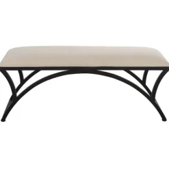 Kirkland's Home Black Metal Arched Frame Upholstered Bench- Benches & Ottomans