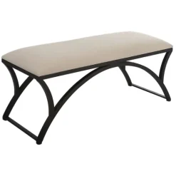 Kirkland's Home Black Metal Arched Frame Upholstered Bench- Benches & Ottomans