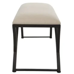 Kirkland's Home Black Metal Arched Frame Upholstered Bench- Benches & Ottomans