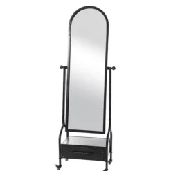 Kirkland's Home Black Metal Cheval Frame Mirror With Drawer- Full Length & Floor Mirrors