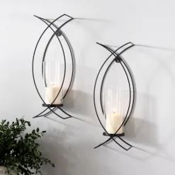 Kirkland's Home Black Metal Crisscross Sconces, Set Of 2- Sconces