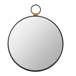 Kirkland's Home Black Metal Frame Round Loop Wall Mirror- Decorative Mirrors