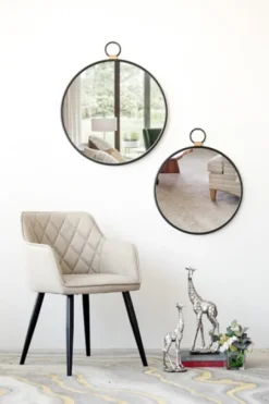 Kirkland's Home Black Metal Frame Round Loop Wall Mirror- Decorative Mirrors
