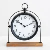 Kirkland's Home Black Metal Frame With Wood Base Tabletop Clock- Decorative Accents