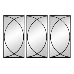 Kirkland's Home Black Metal Geometric Wall Mirrors, Set Of 3- Decorative Mirrors