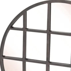 Kirkland's Home Black Metal Grid Overlay Round Mirror- Decorative Mirrors