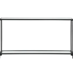 Kirkland's Home Black Metal Mirrored Top Console Table- Console Tables